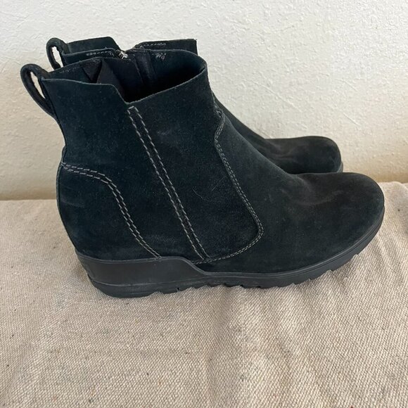 Sorel Leather Evie Black Leather Waterproof Outdoor Side-zip Boots Sz 8.5 - Picture 3 of 10